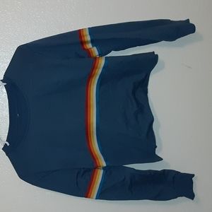 Blue crop top with rainbow stripe